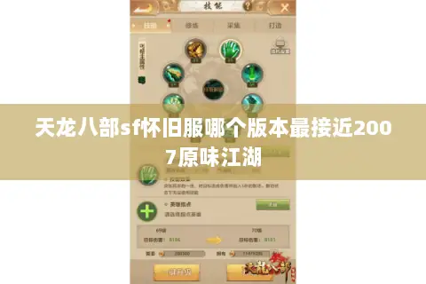 天龙八部sf怀旧服哪个版本最接近2007原味江湖 天龙八部sf怀旧服哪个版本最接近2007原味江湖