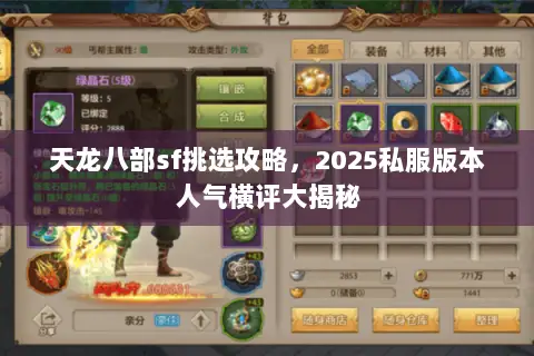 天龙八部sf挑选攻略，2025私服版本人气横评大揭秘