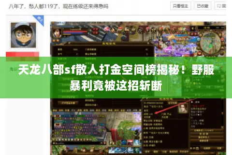 天龙八部sf散人打金空间榜揭秘!野服暴利竟被这招斩断 天龙八部sf散人打金空间榜揭秘!野服暴利竟被这招斩断