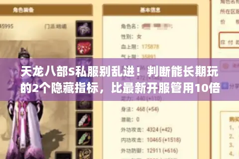 天龙八部S私服别乱进！判断能长期玩的2个隐藏指标，比最新开服管用10倍