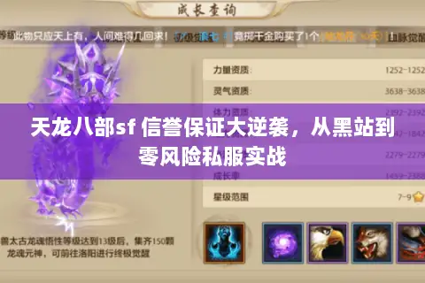 天龙八部sf 信誉保证大逆袭,从黑站到零风险私服实战 天龙八部sf 信誉保证大逆袭,从黑站到零风险私服实战