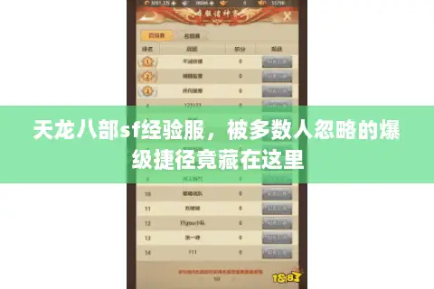 天龙八部sf经验服,被多数人忽略的爆级捷径竟藏在这里 天龙八部sf经验服,被多数人忽略的爆级捷径竟藏在这里