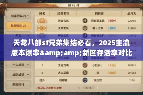 天龙八部sf兄弟集结必看，2025主流版本爆率&amp;新区存活率对比