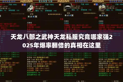 天龙八部之武神天龙私服究竟哪家强2025年爆率翻倍的真相在这里 天龙八部之武神天龙私服究竟哪家强2025年爆率翻倍的真相在这里
