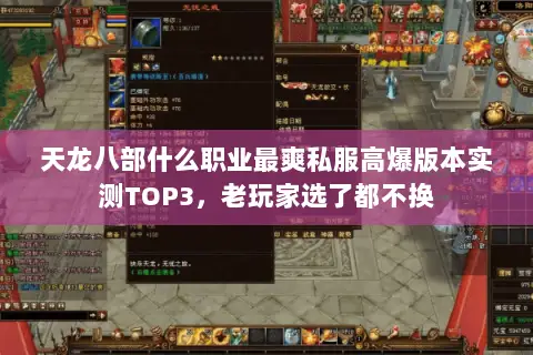 天龙八部什么职业最爽私服高爆版本实测TOP3，老玩家选了都不换
