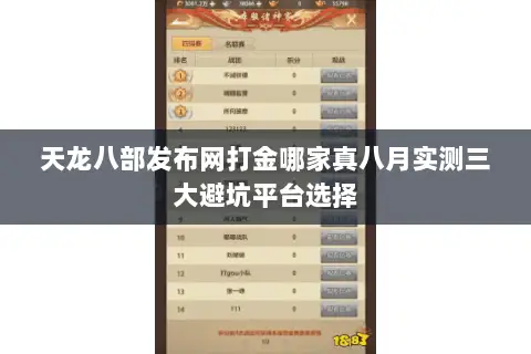 天龙八部发布网打金哪家真八月实测三大避坑平台选择