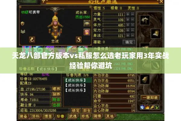 天龙八部官方版本vs私服怎么选老玩家用3年实战经验帮你避坑 天龙八部官方版本vs私服怎么选老玩家用3年实战经验帮你避坑