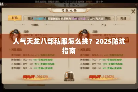 人气天龙八部私服怎么挑？2025防坑指南