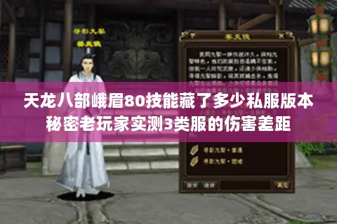 天龙八部峨眉80技能藏了多少私服版本秘密老玩家实测3类服的伤害差距