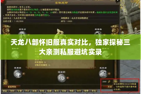 天龙八部怀旧服真实对比,独家探秘三大亲测私服避坑实录 天龙八部怀旧服真实对比,独家探秘三大亲测私服避坑实录