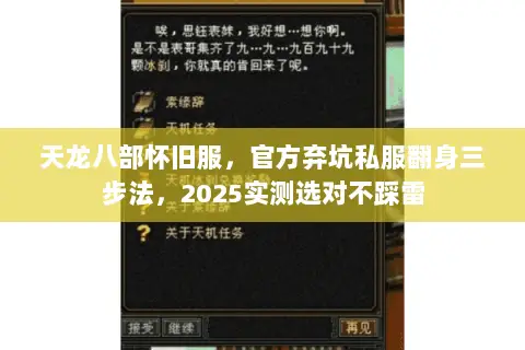 天龙八部怀旧服，官方弃坑私服翻身三步法，2025实测选对不踩雷