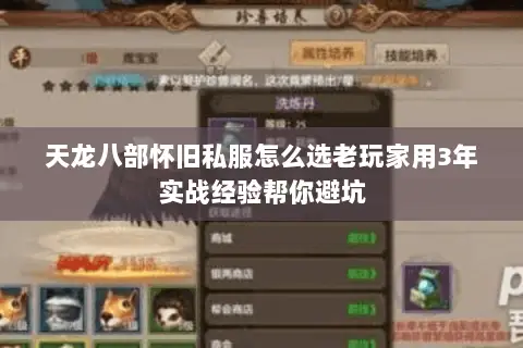 天龙八部怀旧私服怎么选老玩家用3年实战经验帮你避坑