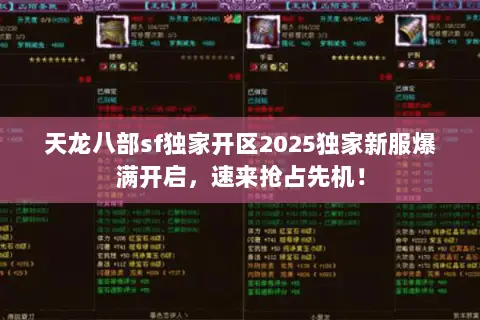 天龙八部sf独家开区2025独家新服爆满开启，速来抢占先机！