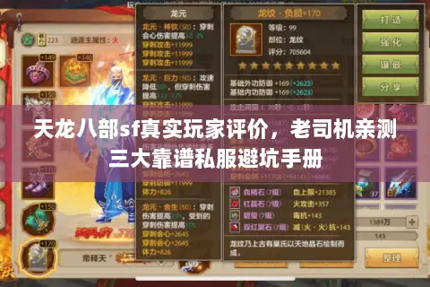 天龙八部sf真实玩家评价，老司机亲测三大靠谱私服避坑手册