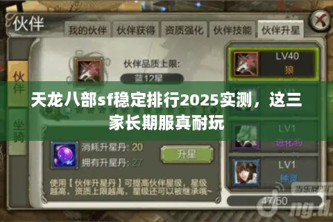 天龙八部sf稳定排行2025实测,这三家长期服真耐玩 天龙八部sf稳定排行2025实测,这三家长期服真耐玩