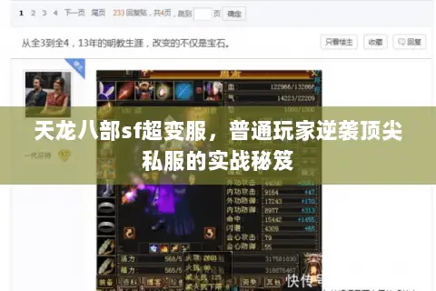 天龙八部sf超变服，普通玩家逆袭顶尖私服的实战秘笈