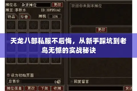 天龙八部私服不后悔,从新手踩坑到老鸟无憾的实战秘诀 天龙八部私服不后悔,从新手踩坑到老鸟无憾的实战秘诀