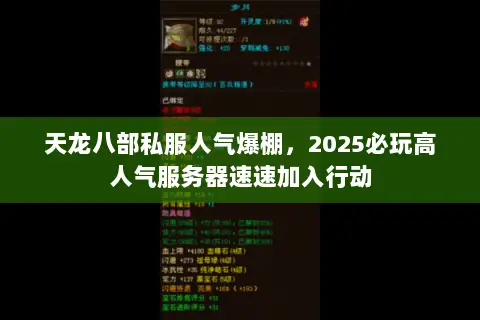 天龙八部私服人气爆棚,2025必玩高人气服务器速速加入行动 天龙八部私服人气爆棚,2025必玩高人气服务器速速加入行动