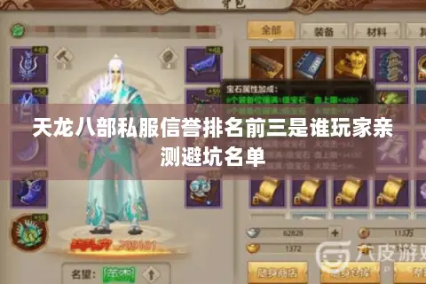 天龙八部私服信誉排名前三是谁玩家亲测避坑名单