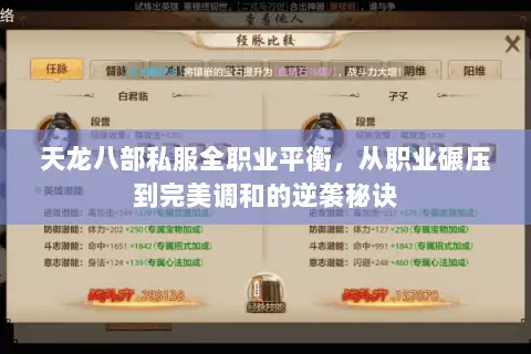 天龙八部私服全职业平衡,从职业碾压到完美调和的逆袭秘诀 天龙八部私服全职业平衡,从职业碾压到完美调和的逆袭秘诀