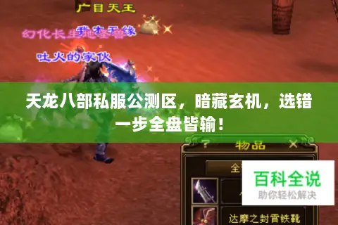 天龙八部私服公测区，暗藏玄机，选错一步全盘皆输！
