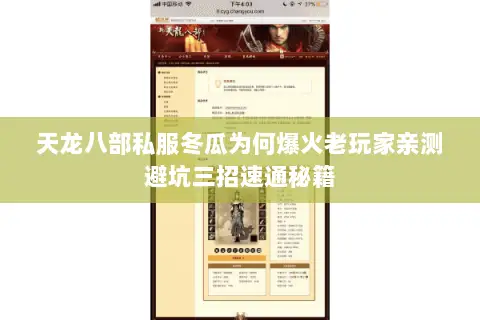 天龙八部私服冬瓜为何爆火老玩家亲测避坑三招速通秘籍 天龙八部私服冬瓜为何爆火老玩家亲测避坑三招速通秘籍