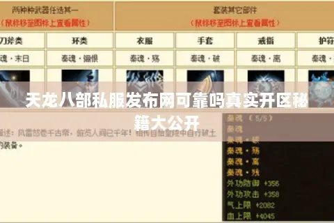 天龙八部私服发布网可靠吗真实开区秘籍大公开