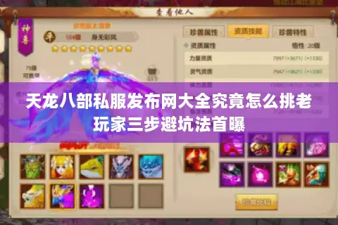 天龙八部私服发布网大全究竟怎么挑老玩家三步避坑法首曝 天龙八部私服发布网大全究竟怎么挑老玩家三步避坑法首曝