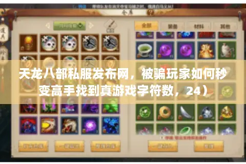 天龙八部私服发布网，被骗玩家如何秒变高手找到真游戏字符数，24）