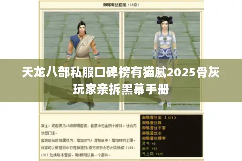 天龙八部私服口碑榜有猫腻2025骨灰玩家亲拆黑幕手册 天龙八部私服口碑榜有猫腻2025骨灰玩家亲拆黑幕手册