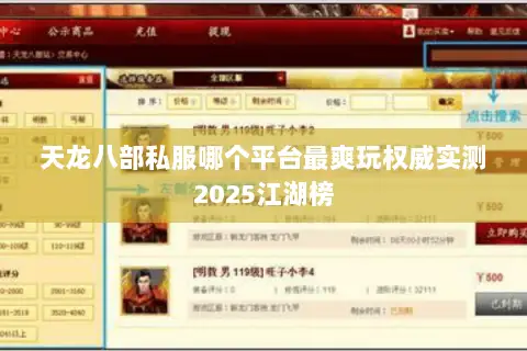 天龙八部私服哪个平台最爽玩权威实测2025江湖榜 天龙八部私服哪个平台最爽玩权威实测2025江湖榜