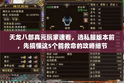 天龙八部真元玩家速看,选私服版本前,先搞懂这5个能救命的攻略细节 天龙八部真元玩家速看,选私服版本前,先搞懂这5个能救命的攻略细节