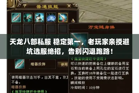 天龙八部私服 稳定第一,老玩家亲授避坑选服绝招,告别闪退跑路! 天龙八部私服 稳定第一,老玩家亲授避坑选服绝招,告别闪退跑路!