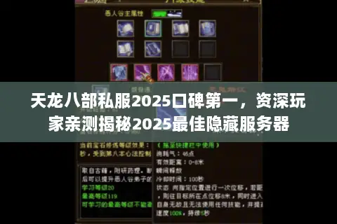 天龙八部私服2025口碑第一,资深玩家亲测揭秘2025最佳隐藏服务器 天龙八部私服2025口碑第一,资深玩家亲测揭秘2025最佳隐藏服务器