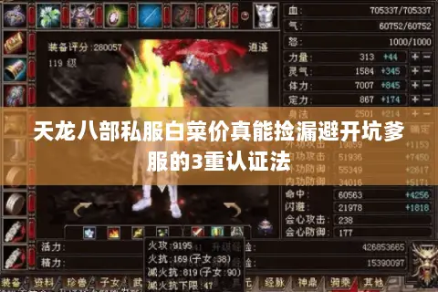 天龙八部私服白菜价真能捡漏避开坑爹服的3重认证法