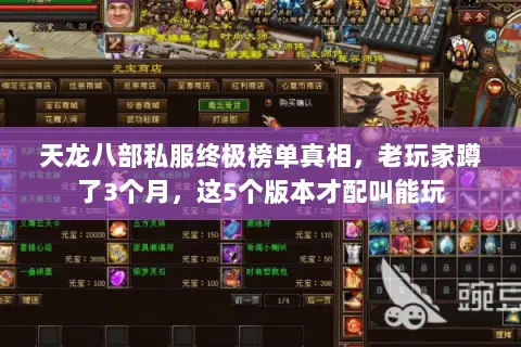 天龙八部私服终极榜单真相,老玩家蹲了3个月,这5个版本才配叫能玩 天龙八部私服终极榜单真相,老玩家蹲了3个月,这5个版本才配叫能玩
