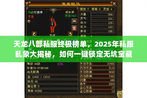 天龙八部私服终极榜单，2025年私服乱象大揭秘，如何一键锁定无坑宝藏
