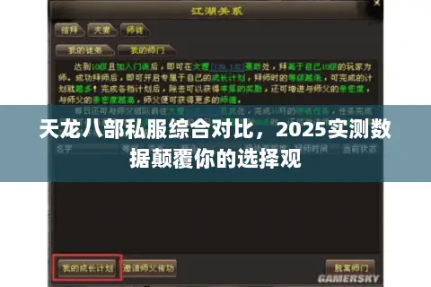 天龙八部私服综合对比，2025实测数据颠覆你的选择观