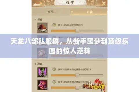 天龙八部私服群,从新手噩梦到顶级乐园的惊人逆转 天龙八部私服群,从新手噩梦到顶级乐园的惊人逆转