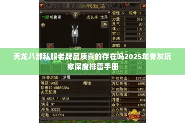 天龙八部私服老牌品质真的存在吗2025年骨灰玩家深度排雷手册