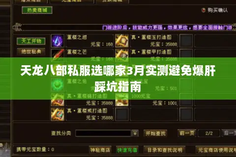 天龙八部私服选哪家3月实测避免爆肝踩坑指南