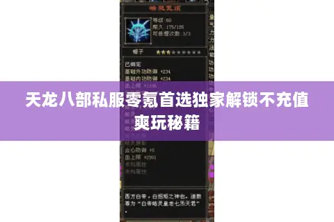 天龙八部私服零氪首选独家解锁不充值爽玩秘籍 天龙八部私服零氪首选独家解锁不充值爽玩秘籍
