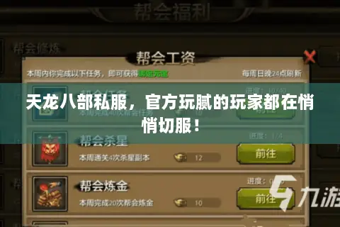 天龙八部私服，官方玩腻的玩家都在悄悄切服！