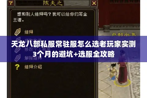天龙八部私服常驻服怎么选老玩家实测3个月的避坑+选服全攻略 天龙八部私服常驻服怎么选老玩家实测3个月的避坑+选服全攻略