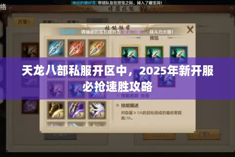 天龙八部私服开区中，2025年新开服必抢速胜攻略