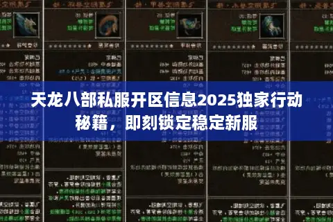 天龙八部私服开区信息2025独家行动秘籍，即刻锁定稳定新服