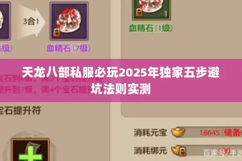 天龙八部私服必玩2025年独家五步避坑法则实测 天龙八部私服必玩2025年独家五步避坑法则实测