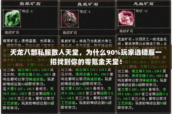 天龙八部私服散人天堂,为什么90%玩家选错服一招找到你的零氪金天堂! 天龙八部私服散人天堂,为什么90%玩家选错服一招找到你的零氪金天堂!