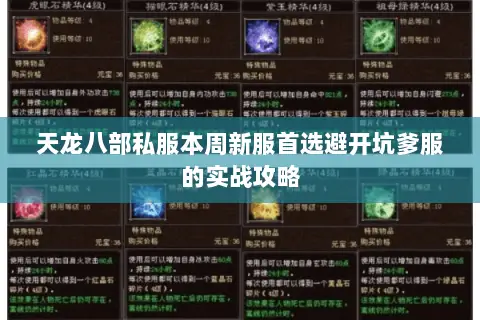 天龙八部私服本周新服首选避开坑爹服的实战攻略 天龙八部私服本周新服首选避开坑爹服的实战攻略