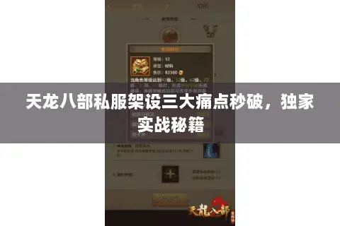 天龙八部私服架设三大痛点秒破，独家实战秘籍